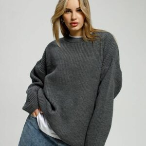 Women's Loose-Fit Crew-Neck Pullover Knit Sweater