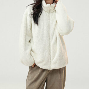 Casual Thick Double-Sided Arctic Fleece Solid Color Warm Top