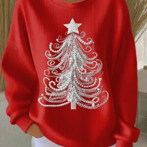 Festive Crew-Neck Knit Sweater