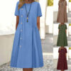 Button-Pocket Midi Shirt Dress