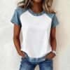 Colour-Block Printed Crew-Neck Top