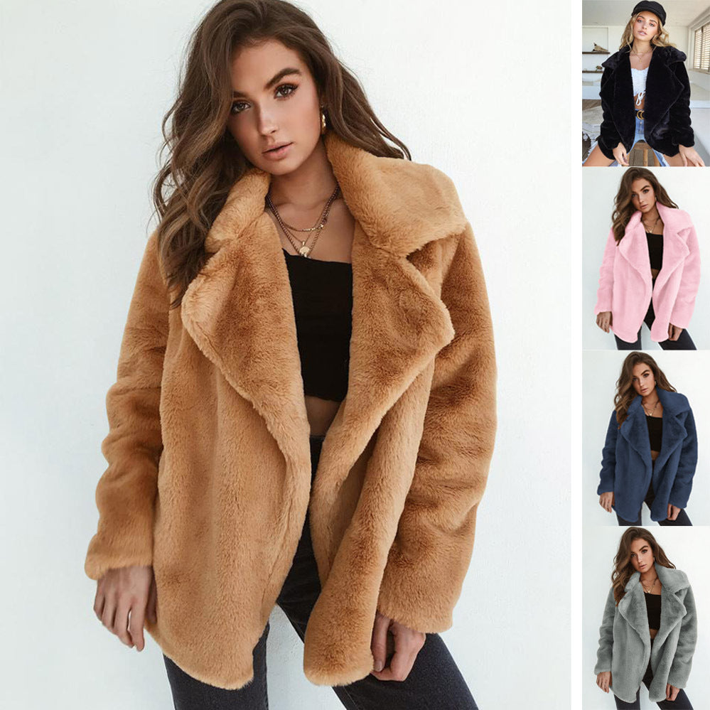Plush Lapel Wool-Blend Coat