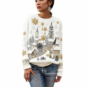 Festive Print Flannel Sweatshirt