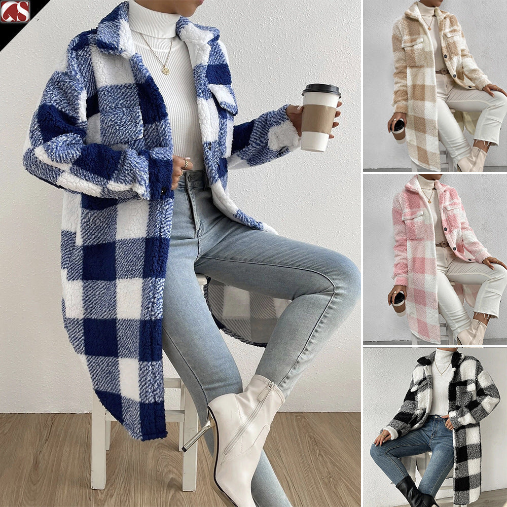 Plaid Longline Lapel Coat