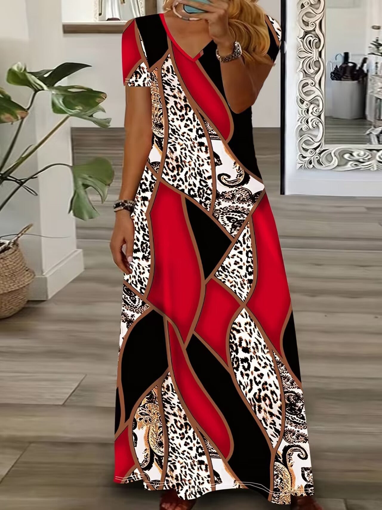 Bohemian Print Relaxed Midi Dress
