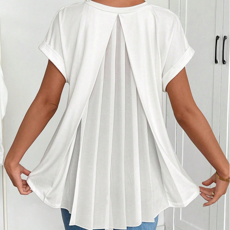 Pleated-Back V-Neck Top
