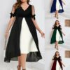 Layered V-Neck Asymmetric Dress